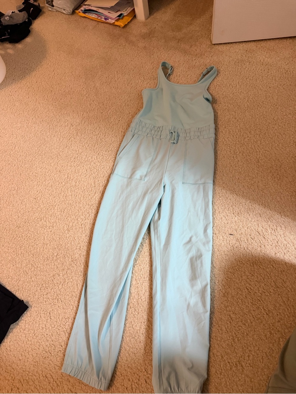 Light Blue Girls Jumpsuit with Adjustable Waist